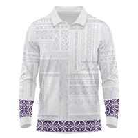 Samoa Siapo Purple Trimmed Long Sleeve Polo Shirt Samoa White Sunday LT01 Purple - Polynesian Pride
