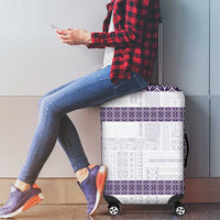 Samoa Siapo Purple Trimmed Luggage Cover Samoa White Sunday LT01 - Polynesian Pride