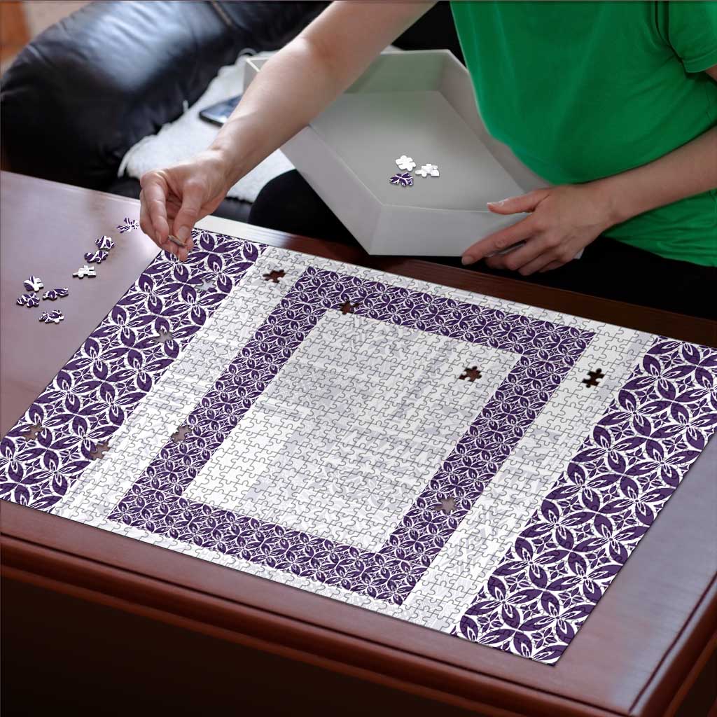 Samoa Siapo Purple Trimmed Puzzle Samoa White Sunday LT01 - Polynesian Pride