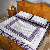 Samoa Siapo Purple Trimmed Quilt Bed Set Samoa White Sunday LT01 - Polynesian Pride