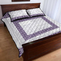 Samoa Siapo Purple Trimmed Quilt Bed Set Samoa White Sunday LT01 - Polynesian Pride