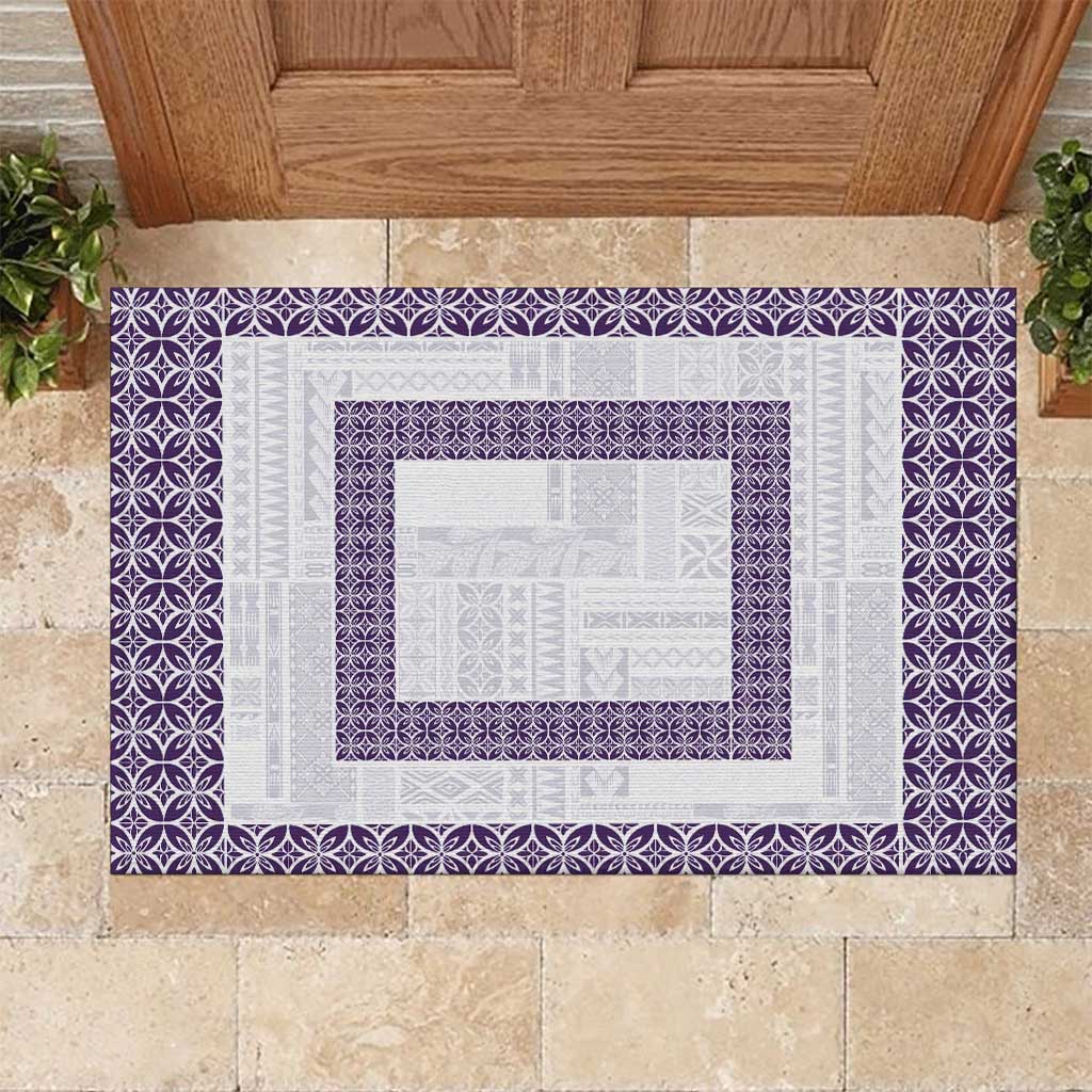 Samoa Siapo Purple Trimmed Rubber Doormat Samoa White Sunday LT01 Purple - Polynesian Pride