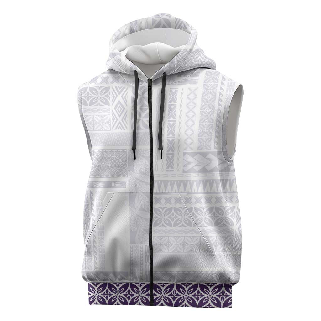 Samoa Siapo Purple Trimmed Sleeveless Zip Hoodie Samoa White Sunday LT01 Purple - Polynesian Pride