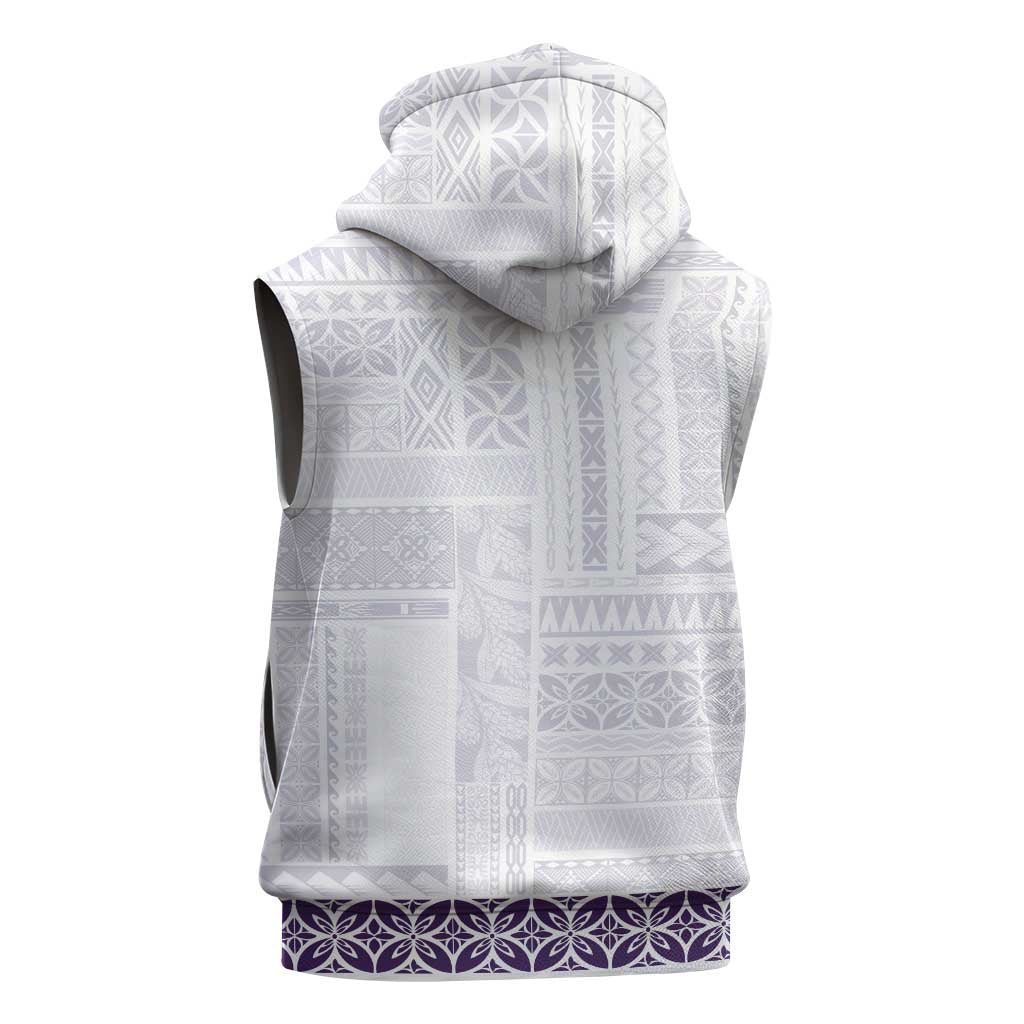 Samoa Siapo Purple Trimmed Sleeveless Zip Hoodie Samoa White Sunday LT01 - Polynesian Pride