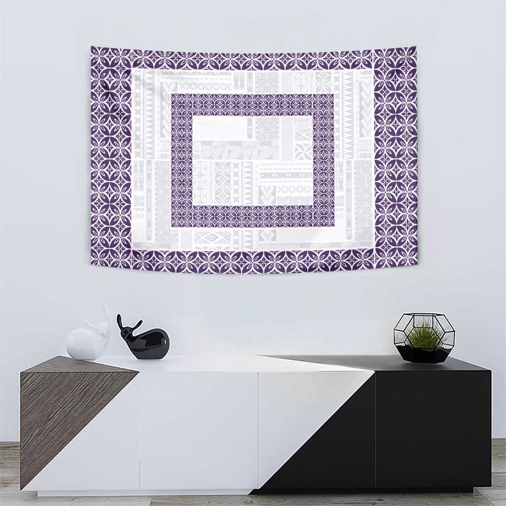 Samoa Siapo Purple Trimmed Tapestry Samoa White Sunday LT01 - Polynesian Pride