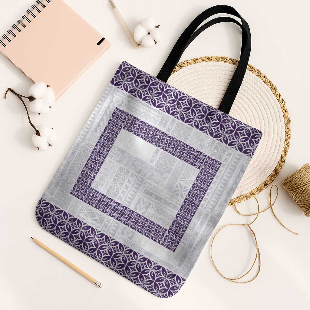 Samoa Siapo Purple Trimmed Tote Bag Samoa White Sunday LT01 Black Strap One Size Purple - Polynesian Pride
