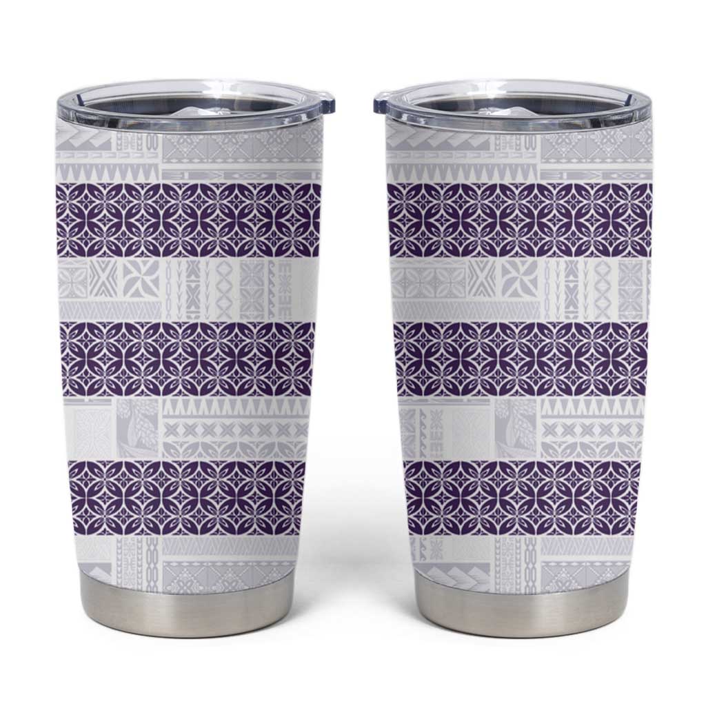 Samoa Siapo Purple Trimmed Tumbler Cup Samoa White Sunday LT01 Purple - Polynesian Pride