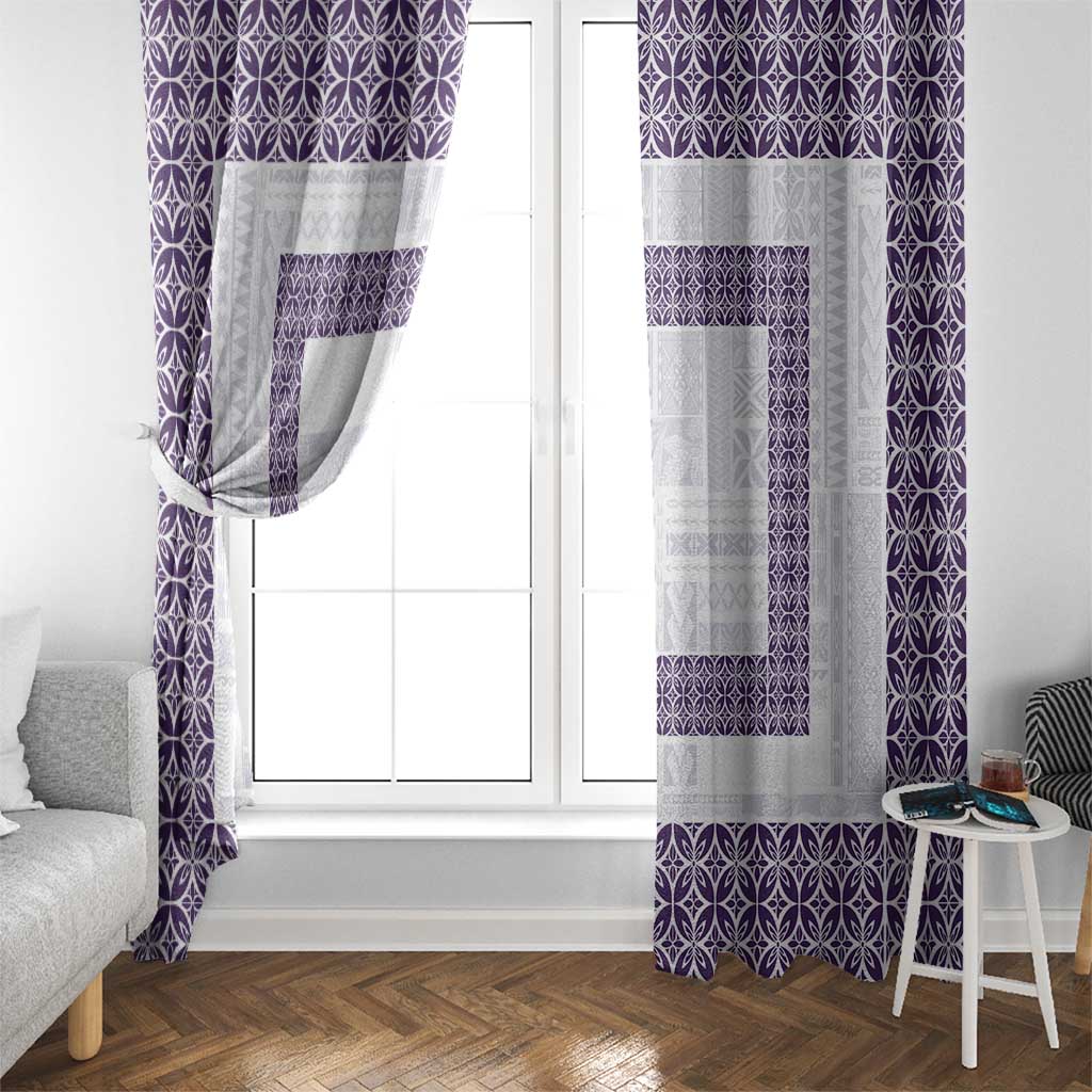Samoa Siapo Purple Trimmed Window Curtain Samoa White Sunday LT01 - Polynesian Pride