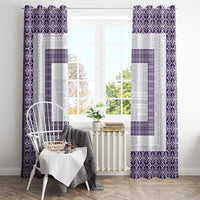 Samoa Siapo Purple Trimmed Window Curtain Samoa White Sunday LT01 - Polynesian Pride