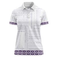Samoa Siapo Purple Trimmed Women Polo Shirt Samoa White Sunday LT01 Female Purple - Polynesian Pride