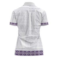 Samoa Siapo Purple Trimmed Women Polo Shirt Samoa White Sunday LT01 - Polynesian Pride