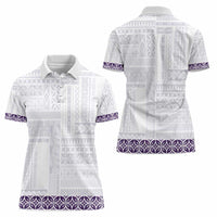 Samoa Siapo Purple Trimmed Women Polo Shirt Samoa White Sunday LT01 - Polynesian Pride