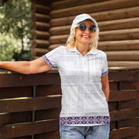 Samoa Siapo Purple Trimmed Women Polo Shirt Samoa White Sunday LT01 - Polynesian Pride