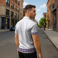 Samoa Siapo Purple Trimmed Zipper Polo Shirt Samoa White Sunday LT01 - Polynesian Pride