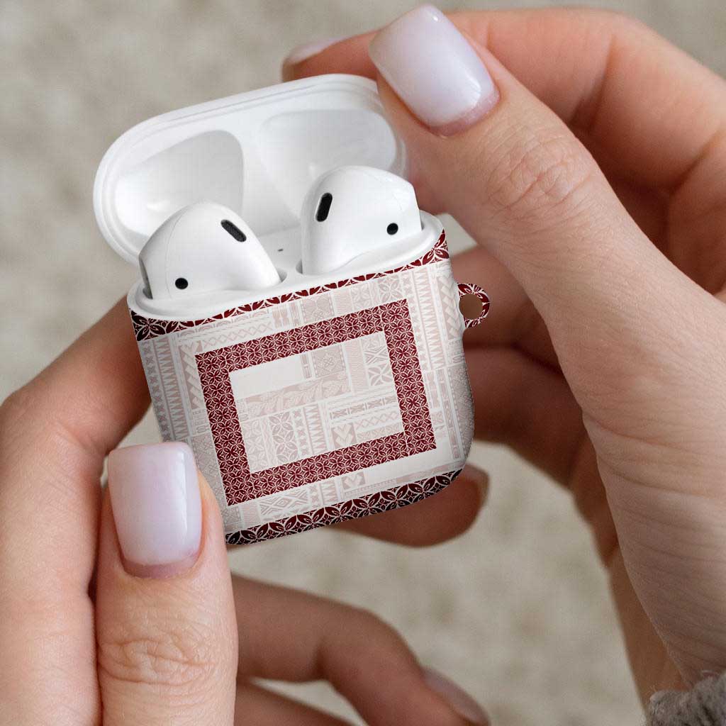 Samoa Siapo Red Trimmed AirPods Case Samoa White Sunday LT01 - Polynesian Pride