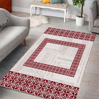 Samoa Siapo Red Trimmed Area Rug Samoa White Sunday LT01 - Polynesian Pride