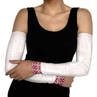 Samoa Siapo Red Trimmed Arm Sleeves Samoa White Sunday LT01 - Polynesian Pride