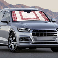 Samoa Siapo Red Trimmed Auto Sun Shade Samoa White Sunday LT01 - Polynesian Pride