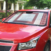 Samoa Siapo Red Trimmed Auto Sun Shade Samoa White Sunday LT01 - Polynesian Pride