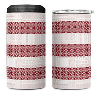 Samoa Siapo Red Trimmed 4 in 1 Can Cooler Tumbler Samoa White Sunday LT01 One Size: 16 oz Red - Polynesian Pride