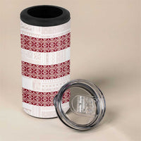 Samoa Siapo Red Trimmed 4 in 1 Can Cooler Tumbler Samoa White Sunday LT01 - Polynesian Pride