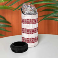 Samoa Siapo Red Trimmed 4 in 1 Can Cooler Tumbler Samoa White Sunday LT01 - Polynesian Pride