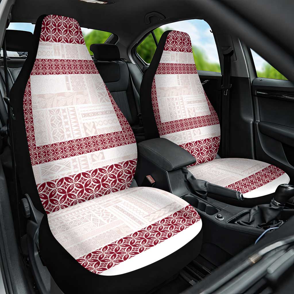 Samoa Siapo Red Trimmed Car Seat Cover Samoa White Sunday LT01 One Size Red - Polynesian Pride