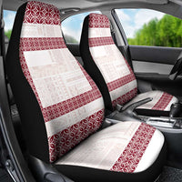 Samoa Siapo Red Trimmed Car Seat Cover Samoa White Sunday LT01 - Polynesian Pride
