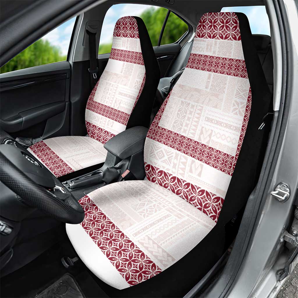 Samoa Siapo Red Trimmed Car Seat Cover Samoa White Sunday LT01 - Polynesian Pride