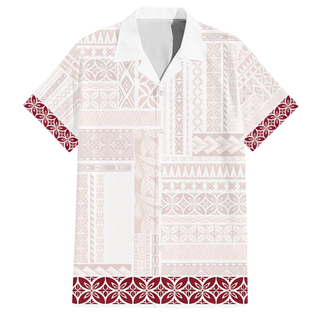 Samoa Siapo Red Trimmed Hawaiian Shirt Samoa White Sunday LT01 Red - Polynesian Pride
