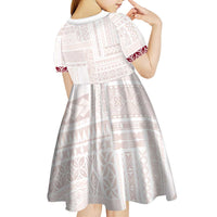 Samoa Siapo Red Trimmed Kid Short Sleeve Dress Samoa White Sunday LT01 - Polynesian Pride