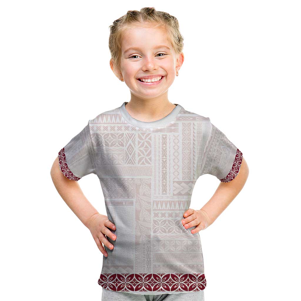 Samoa Siapo Red Trimmed Kid T Shirt Samoa White Sunday LT01 Red - Polynesian Pride