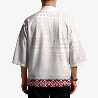 Samoa Siapo Red Trimmed Kimono Samoa White Sunday LT01 - Polynesian Pride