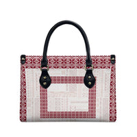 Samoa Siapo Red Trimmed Leather Bag Samoa White Sunday LT01 - Polynesian Pride