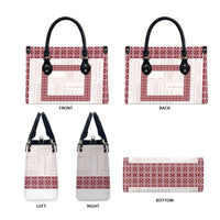 Samoa Siapo Red Trimmed Leather Bag Samoa White Sunday LT01 - Polynesian Pride