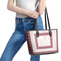 Samoa Siapo Red Trimmed Leather Tote Bag Samoa White Sunday LT01 - Polynesian Pride