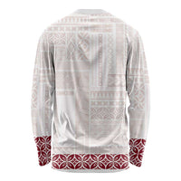 Samoa Siapo Red Trimmed Long Sleeve Shirt Samoa White Sunday LT01 - Polynesian Pride