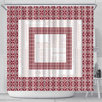 Samoa Siapo Red Trimmed Shower Curtain Samoa White Sunday LT01 - Polynesian Pride