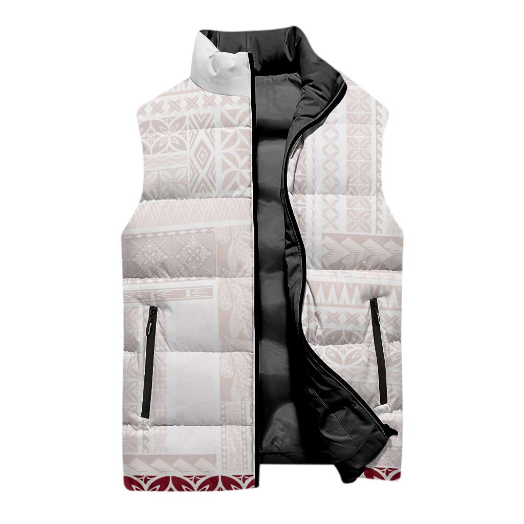 Samoa Siapo Red Trimmed Sleeveless Puffer Jacket Samoa White Sunday LT01 - Polynesian Pride
