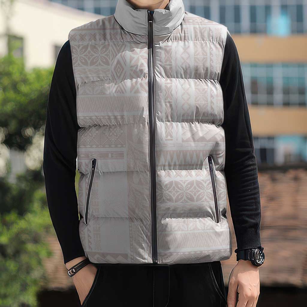 Samoa Siapo Red Trimmed Sleeveless Puffer Jacket Samoa White Sunday LT01 - Polynesian Pride