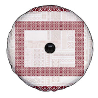 Samoa Siapo Red Trimmed Spare Tire Cover Samoa White Sunday LT01 - Polynesian Pride