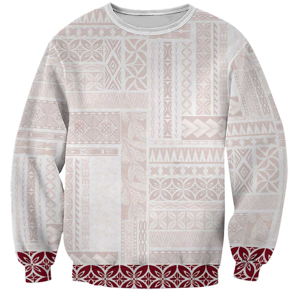 Samoa Siapo Red Trimmed Sweatshirt Samoa White Sunday LT01 Unisex Red - Polynesian Pride