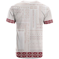 Samoa Siapo Red Trimmed T Shirt Samoa White Sunday LT01 - Polynesian Pride