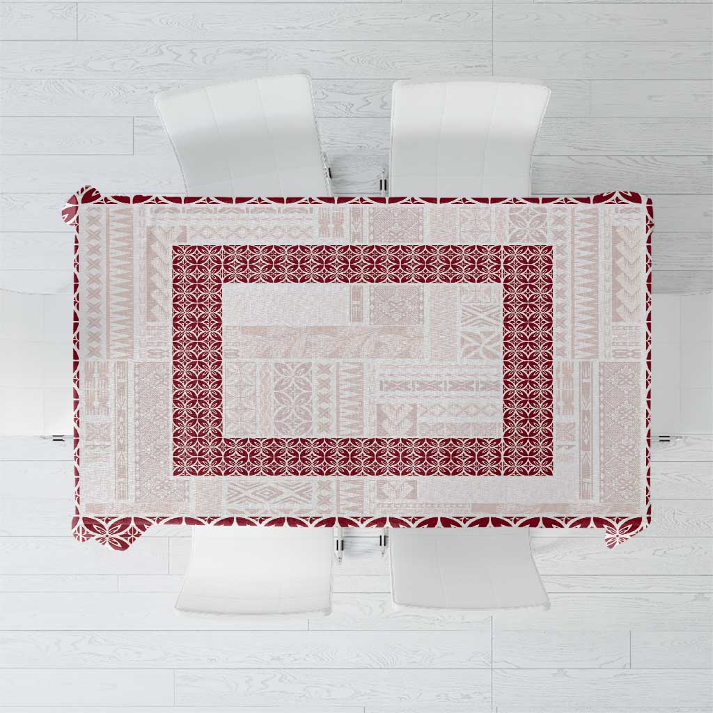 Samoa Siapo Red Trimmed Tablecloth Samoa White Sunday LT01 Red - Polynesian Pride