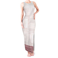 Samoa Siapo Red Trimmed Tank Maxi Dress Samoa White Sunday LT01 Women Red - Polynesian Pride