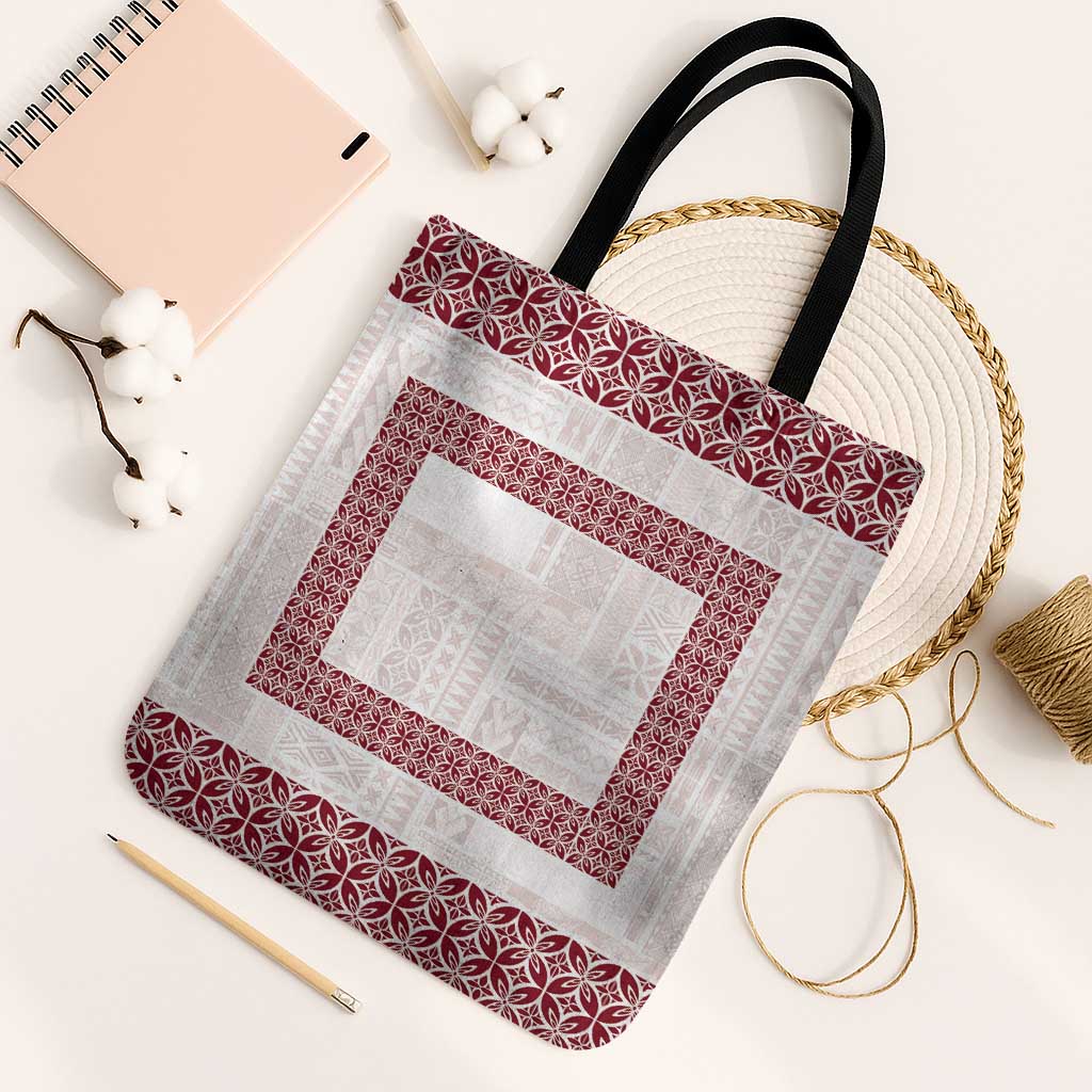 Samoa Siapo Red Trimmed Tote Bag Samoa White Sunday LT01 Black Strap One Size Red - Polynesian Pride