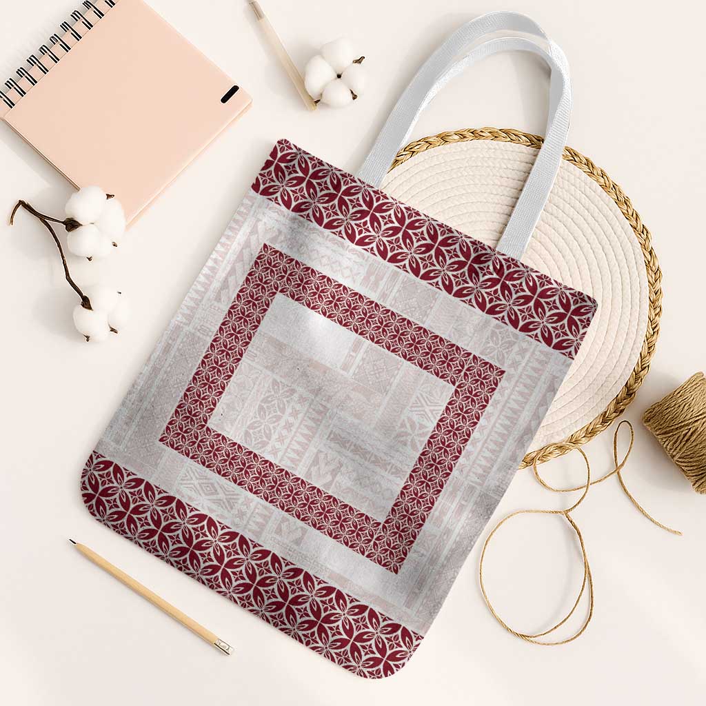 Samoa Siapo Red Trimmed Tote Bag Samoa White Sunday LT01 White Strap One Size Red - Polynesian Pride