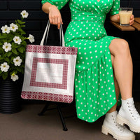 Samoa Siapo Red Trimmed Tote Bag Samoa White Sunday LT01 - Polynesian Pride