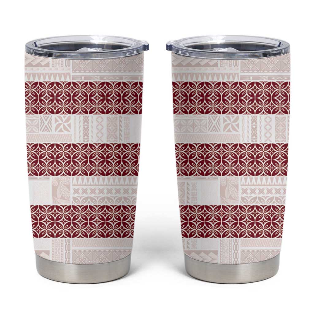 Samoa Siapo Red Trimmed Tumbler Cup Samoa White Sunday LT01 Red - Polynesian Pride