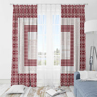 Samoa Siapo Red Trimmed Window Curtain Samoa White Sunday LT01 - Polynesian Pride
